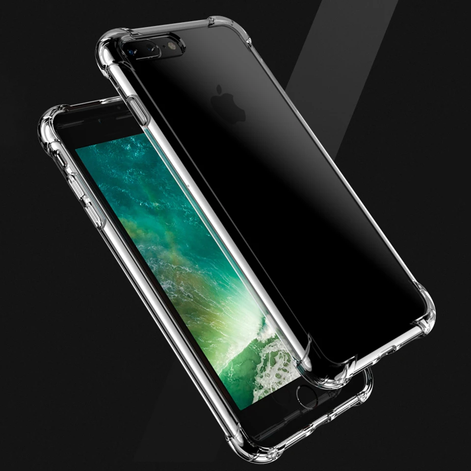 wellzly Transparent Phone Case for iphone case Soft TPU Silicone Case for iPhone x 5 6 7 8 Plus Phone shell protective sleeve