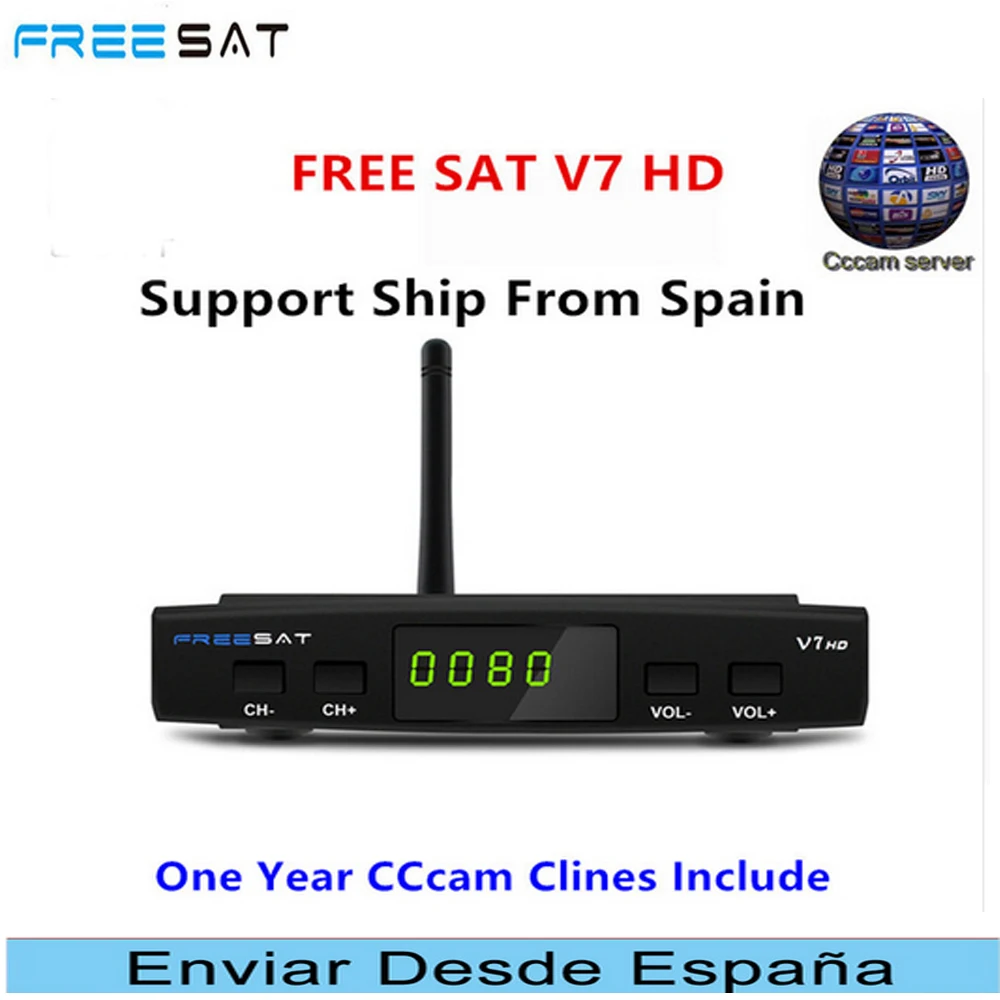 

Freesat V7 Satellite TV Receiver DVB-S2 +USB Wifi Receptor and one year Europe Cline CCcam account as a gift TV Box
