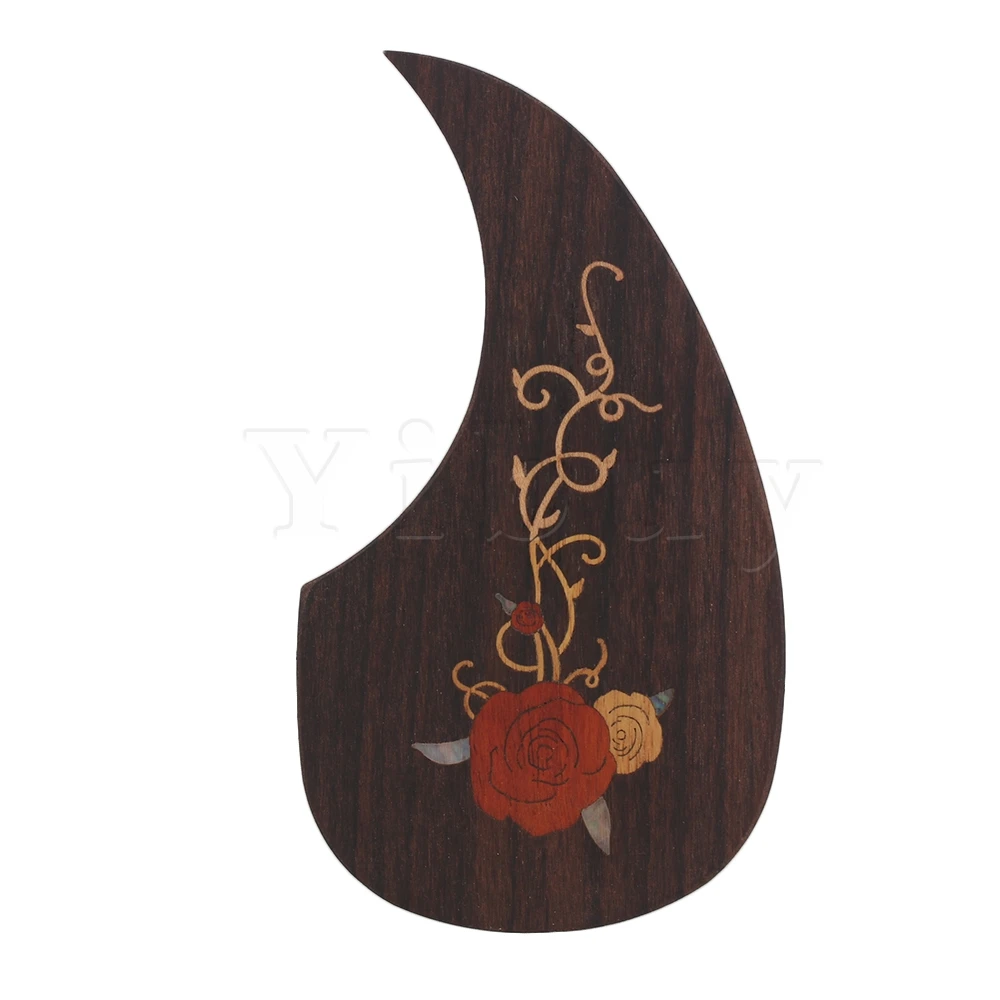 

Yibuy Inlay Sticker Decals Rose Pattern Wood Guitar Pickguard Scratchplate with Double-Sided Adhesive for 40-41Inch Wood Guitar
