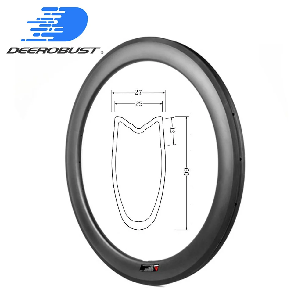 

390g 700c 60mm depth 25mm width U Shaped Carbon Tubular Road Bike Rim 3k UD 12K Twill Bicycles Rims Wheel Basalt Brake Surface
