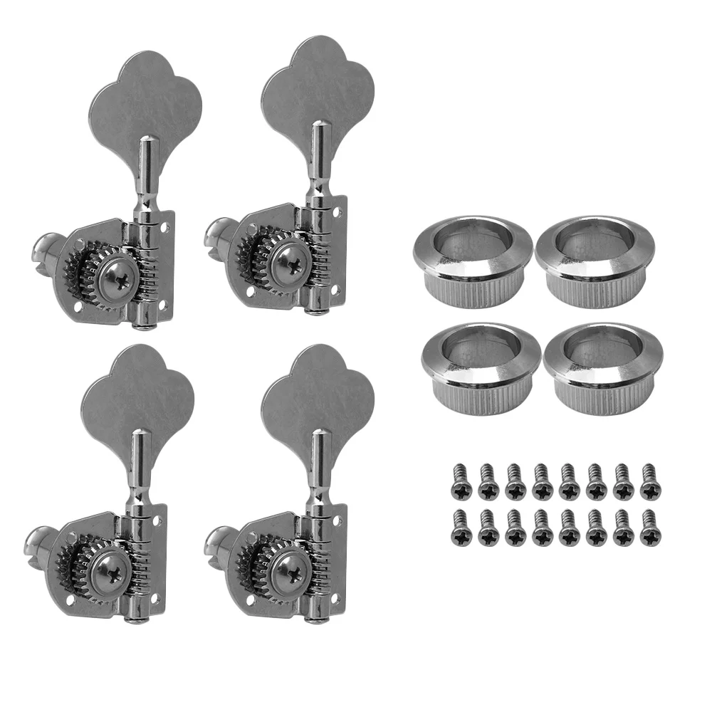 

Yibuy 4 Left hand Chrome Bass Guitar Machine Heads Tuners / Elephant ear button