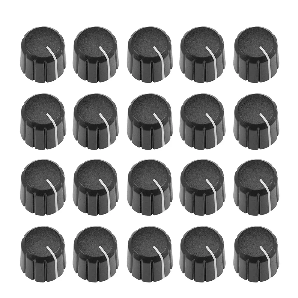 

UXCELL 20Pcs 6mm Insert Shaft 15x13.5mm Plastic Potentiometer Rotary Knob Pots Black White For Connect The Rotary Potentiometer