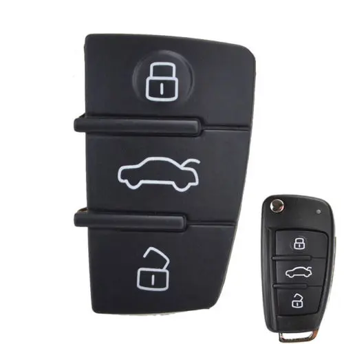 

3 Button Rubber Car Remote Key Fob Case Shell Rubber Key Pad Fit For Audi A3 A4 A6 TT Q7 Car Key Holder Accessories Car Styling