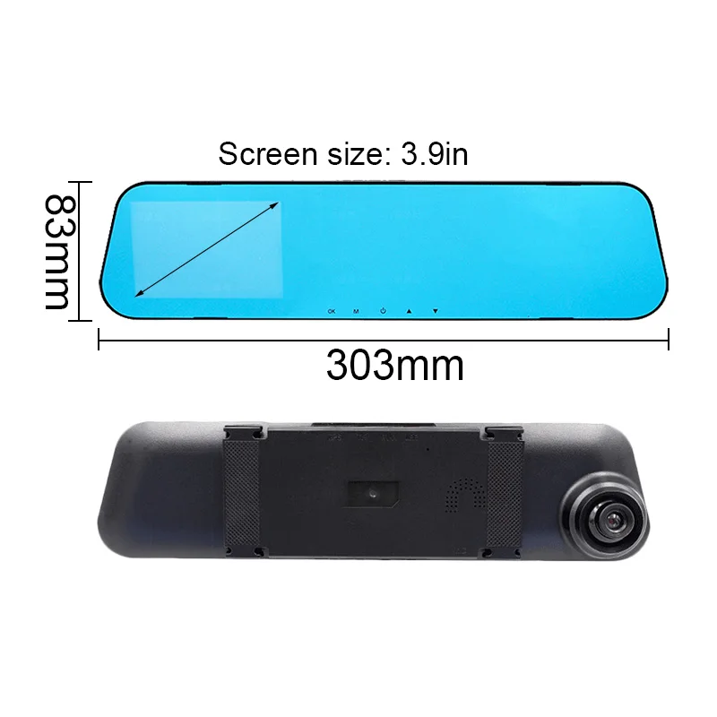 

(Without Memory Card) 3.9 Inch New Car Rear View Mirror Driving Recorder-1 Set