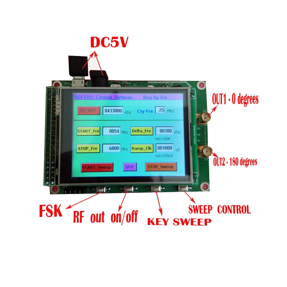 Новый ADF4351 RF развертки источник сигнала плата генератора 35 м-4,4 г + STM32 TFT сенсорный ЖК-дисплей