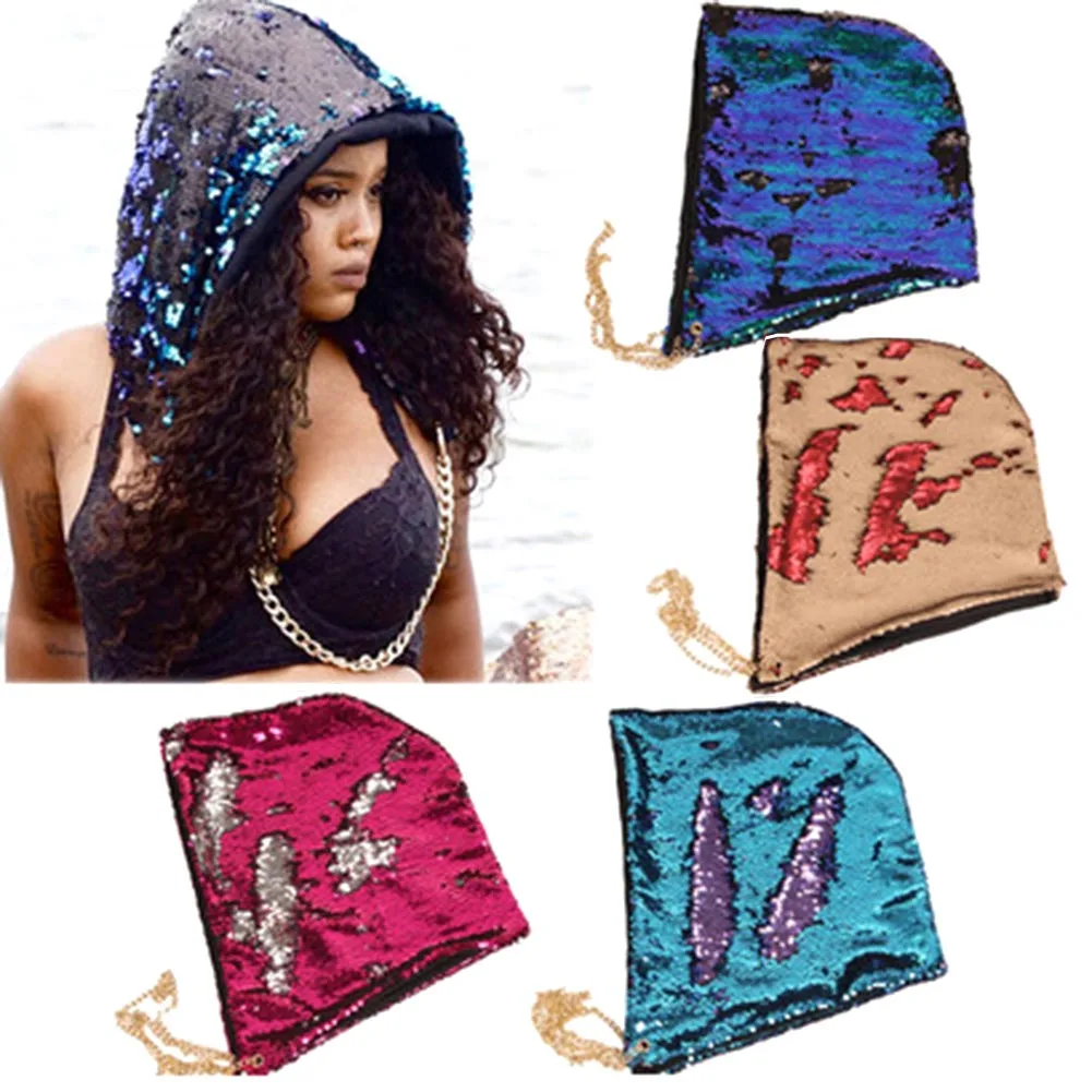 Aliexpress.com : Buy New Autumn Women Fashion Mermaid Hat Magical Reversible Sequin Cap Hood 