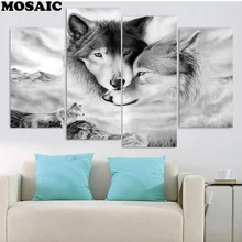 4 шт. алмазная живопись фотографии на заказ полная квадратная Картинка из страз Алмазная вышивка картина волк домашний Декор подарок