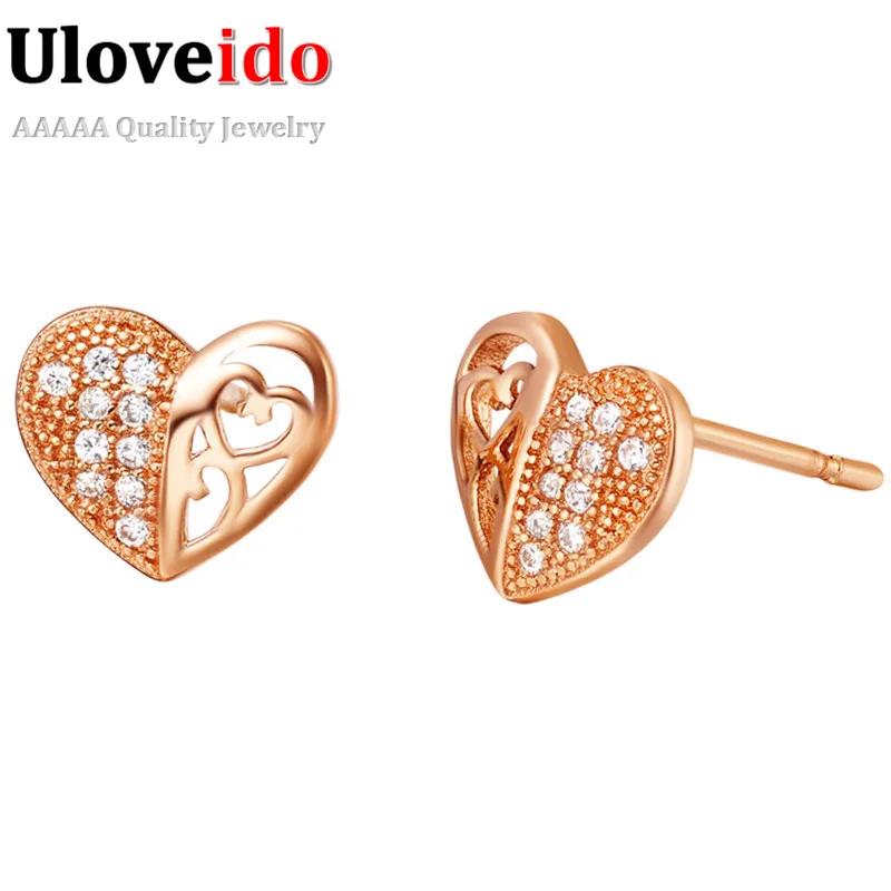 Uloveido Love Heart Stud Earrings for Women Jewelry Earings Fashion