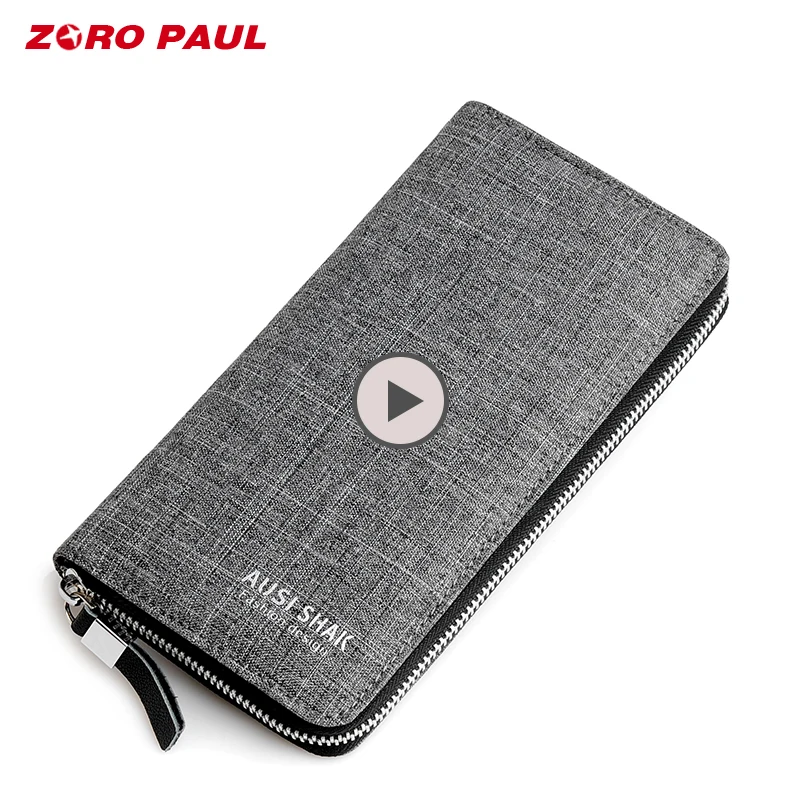 ZORO PAUL Luxury Brand Mens Wallet Long Style Men Clutch Wallets Rectangle Handy Men Bag Canvas Zipper Wallet Coins Male сумка zoro paul zr1901 3