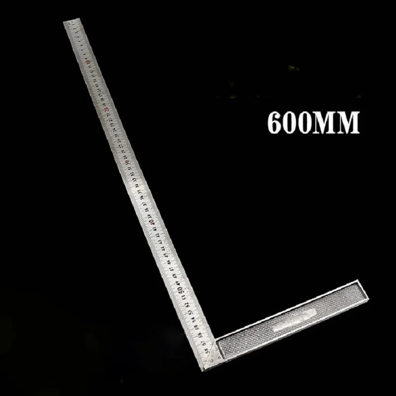 New 600mm 0 12 inches Stainless Steel Right Measuring Rule Tool Angle Square Ruler T10