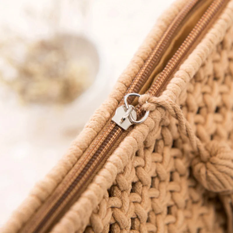 Women Bohemian Clutch Bags Female Summer Beach Straw Bags Lady Tassel Kintted Hollow Handmade Weave Travel Messenger Bag SS3067 (13)