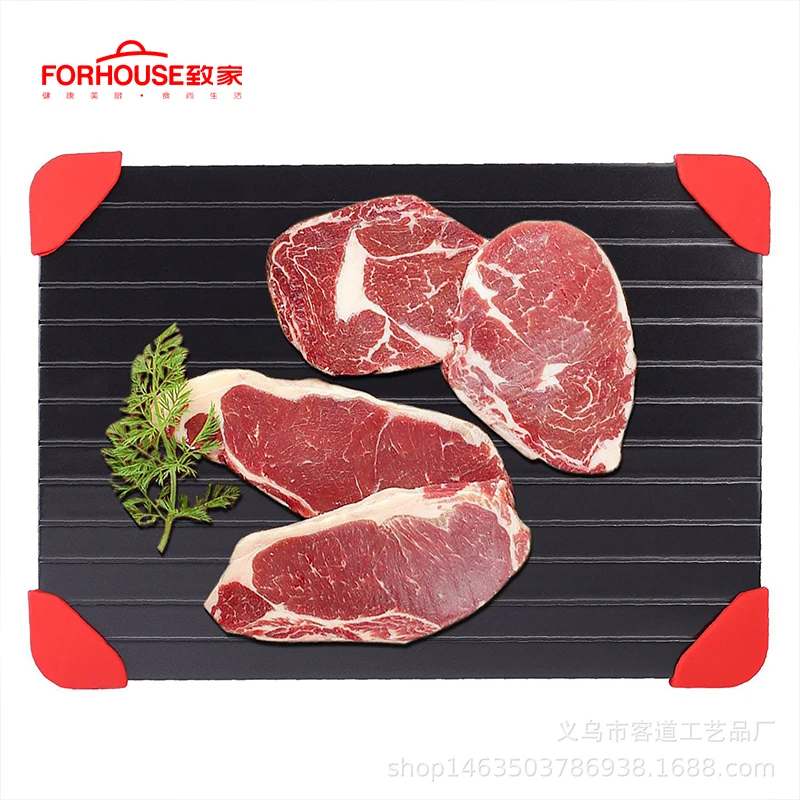 

Rectangle Defrosting Tray Alloy Defrost Meat Meat Fish Frozen Food In Minutes Kitchen Tools with pad