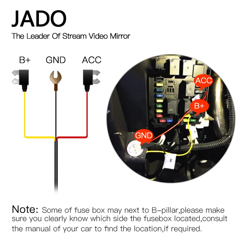  JADO D230 D820s Dedicated Power Cord Insurance Box Buck line 24-hour Parking Monitoring Not Using C