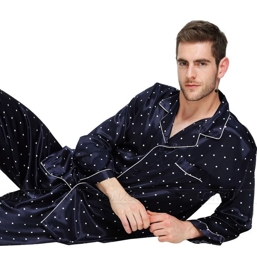 Mens Silk Satin Pajamas Set Pyjamas Set PJS Sleepwear Set Loungewear U ...