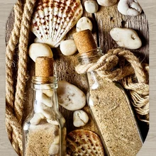 Else коричневый песок заполненная стеклянная бутылка морские раковины 3d принт Нескользящая микрофибра гостиная современный Овальный моющийся ковер