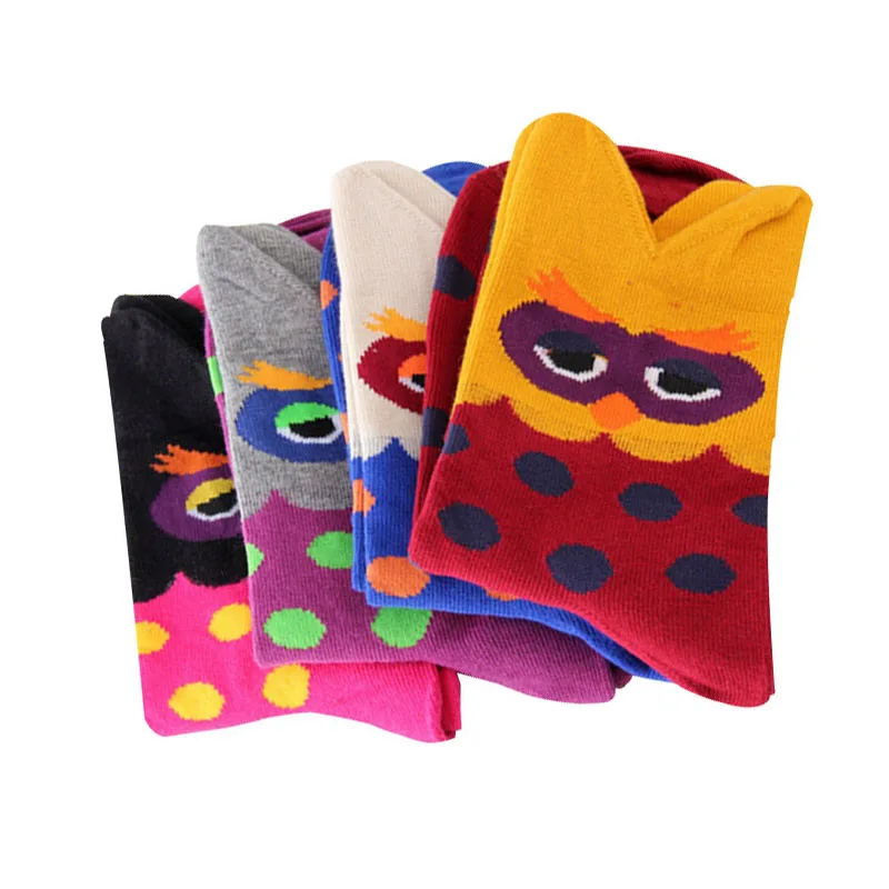

6pairs/lot New Fashion Famous OWL 3D Cartoon Socks Comfortable Cotton Sock Women Lovely Meias Women Funny Socks Sokken Meias Sox