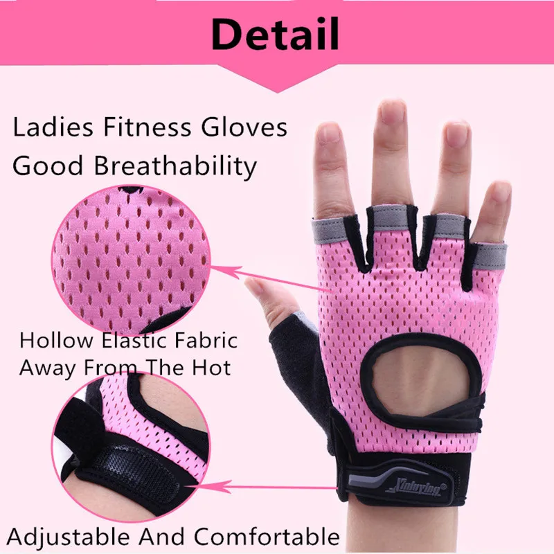 1 Pair Ladies Anti-skid Breathable Gym Gloves Body Building Training Sport Dumbbell Fitness Exercise Weight Lifting Gloves