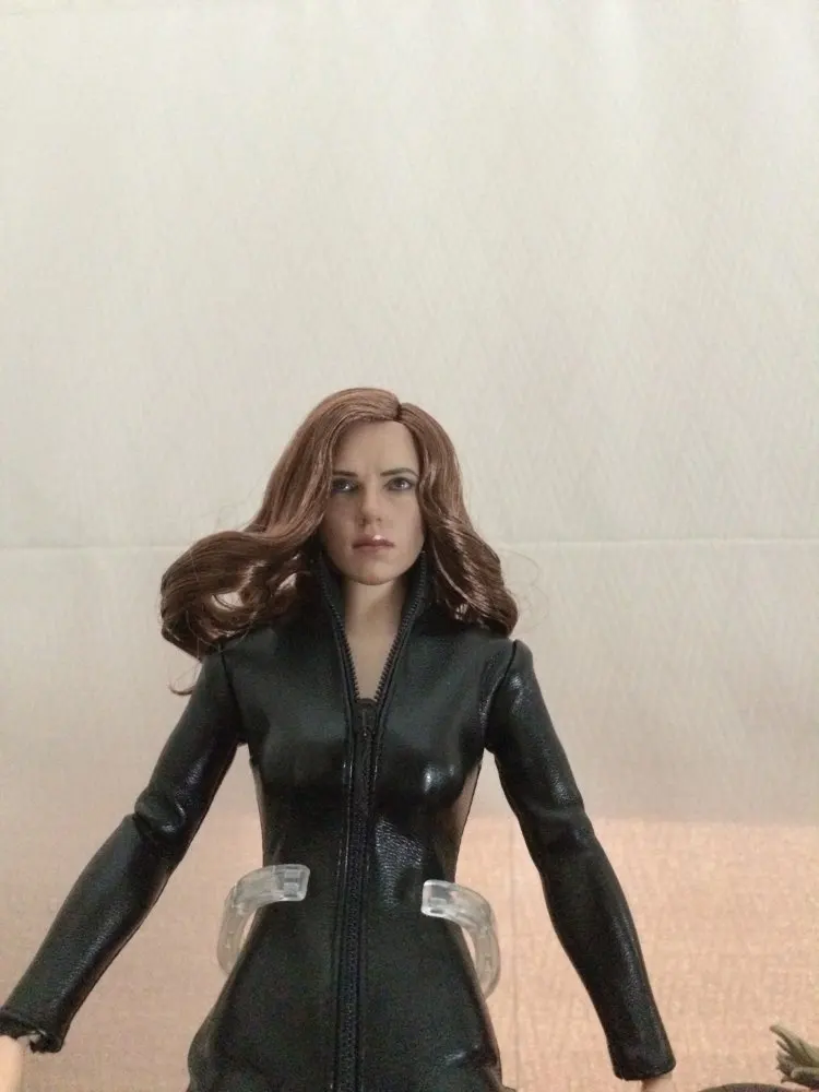 1:6 Black Widow Head Model Natasha Romanoff Female Hero Head Carving White Hair
