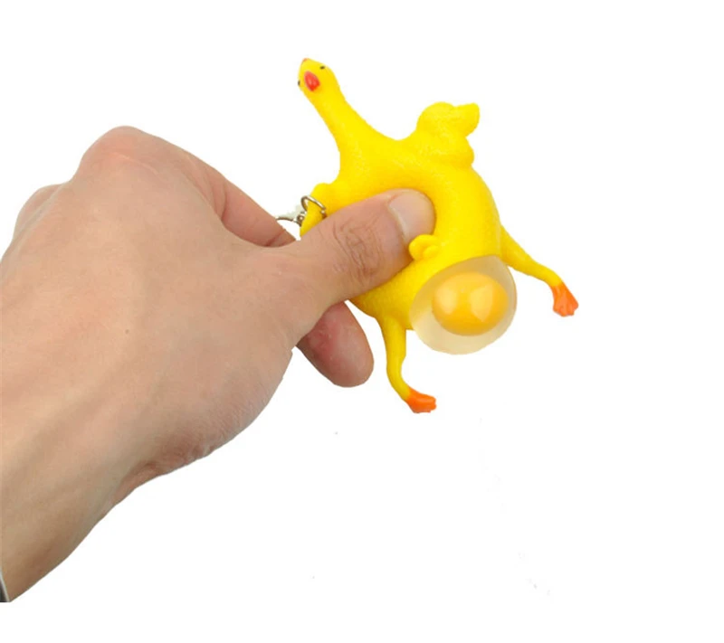 Новые забавные анти-стресс желтый курица откладывает яйца игрушки Канцелярии Vent Squeeze игрушка для детей и взрослых животных брелок Oyuncak