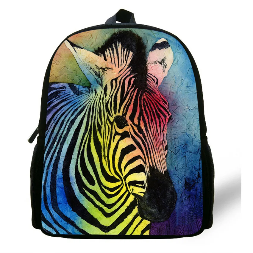 12 Inch Fashion Kids Animal Print Backpack Horse Pattern Bag For Kids