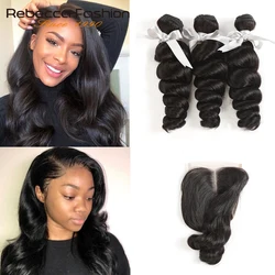 Rebecca Loose Wave Bundles With Closure Non Remy Human Hair 3 Bundles With Closure Malaysian Human Hair Bundles With Closure Rebecca Loose Wave Bundles With Closure Non Remy Human Hair 3 Bundles With Closure Malaysian Human Hair Bundles With Closure