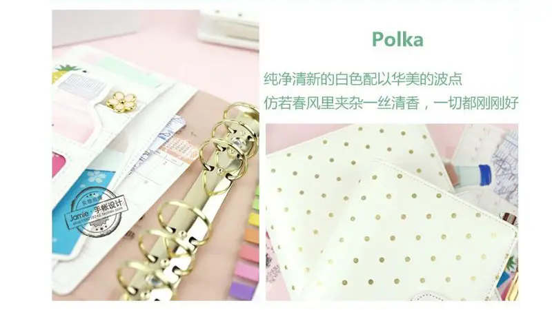 Onda de Ouro Yiwi Bonito Polka Ponto Espiral Branco Notebook a5 a6 Tamanho Diário Planejador Núcleo Interior Faça Você Mesmo Caderno 2019 4 2019 yiwi bonito polka ponto onda de