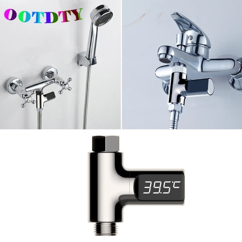 

OOTDTY Shower Thermometers Digital Temperture Meter LED Display 0~100 Degree Temperature Sensor Selfgenerating Electric
