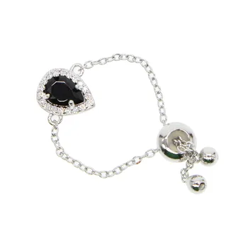 

2018 fashion rings AAA+ cubic zirconia bezel cz charm cz bar delicate dainty thin chain simple girl ring adjustable size