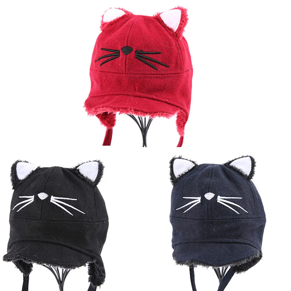 New Fashion 3D Ears Animal Caps Cat Headwear Winter Kids Boy Girl Ear