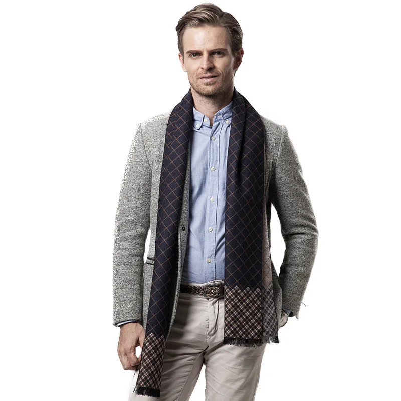 FS зимний теплый шотландский клетчатый шарф, мужские брендовые шерстяные кашемировые шарфы, дизайнерские мягкие шарфы, мужские длинные шали, роскошный бренд, новинка - Цвет: FS293 1