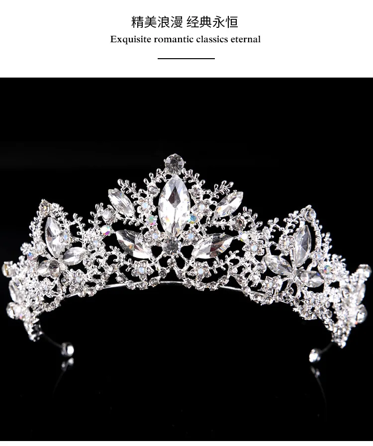 Royal Wedding Crown Crystal Tiara for Women Bridal Headpiece Pageant Hair Jewelry,  Gold+Clear (3)