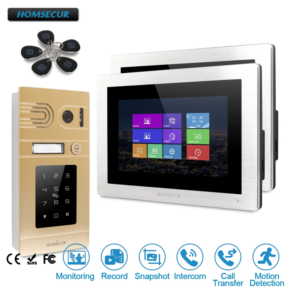 

HOMSECUR 7" Wired Hands-free Video Door Phone Intercom System with Golden Camera BC071-G+BM714-S