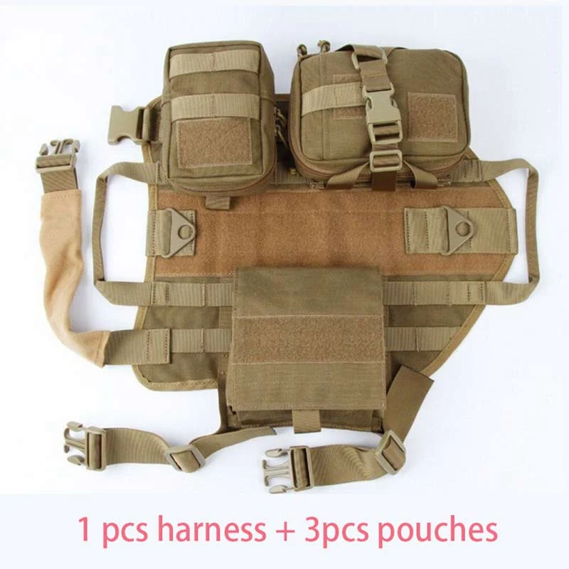 Cheap Army Molle Vest Strong Nylon Fabric Tactical 1000d Nylon Police Equipment Molle Vest With Pouch For Golden Retriever E