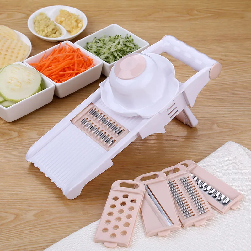 KCASA 5 blades Mandoline Slicer Multifunctional Peeler Grater Stainless Steel Blades Vegetable