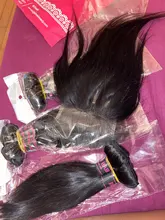 Ishow Hair mechones rectos con Frontal transparente de encaje Frontal y mechones extensiones de cabello humano mechones malayos con cierre Frontal