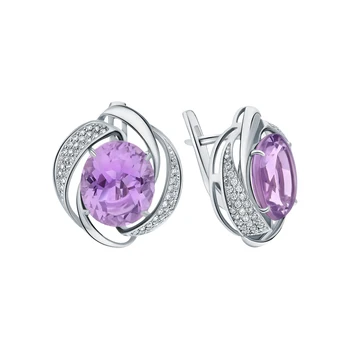 

Silver earrings with amethyst and cubic zirconia sunlight sample 925