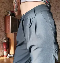 Pants Women Clothing Office-Suit Korean-Trousers Classic Harajuku Yitimoky High-Waist