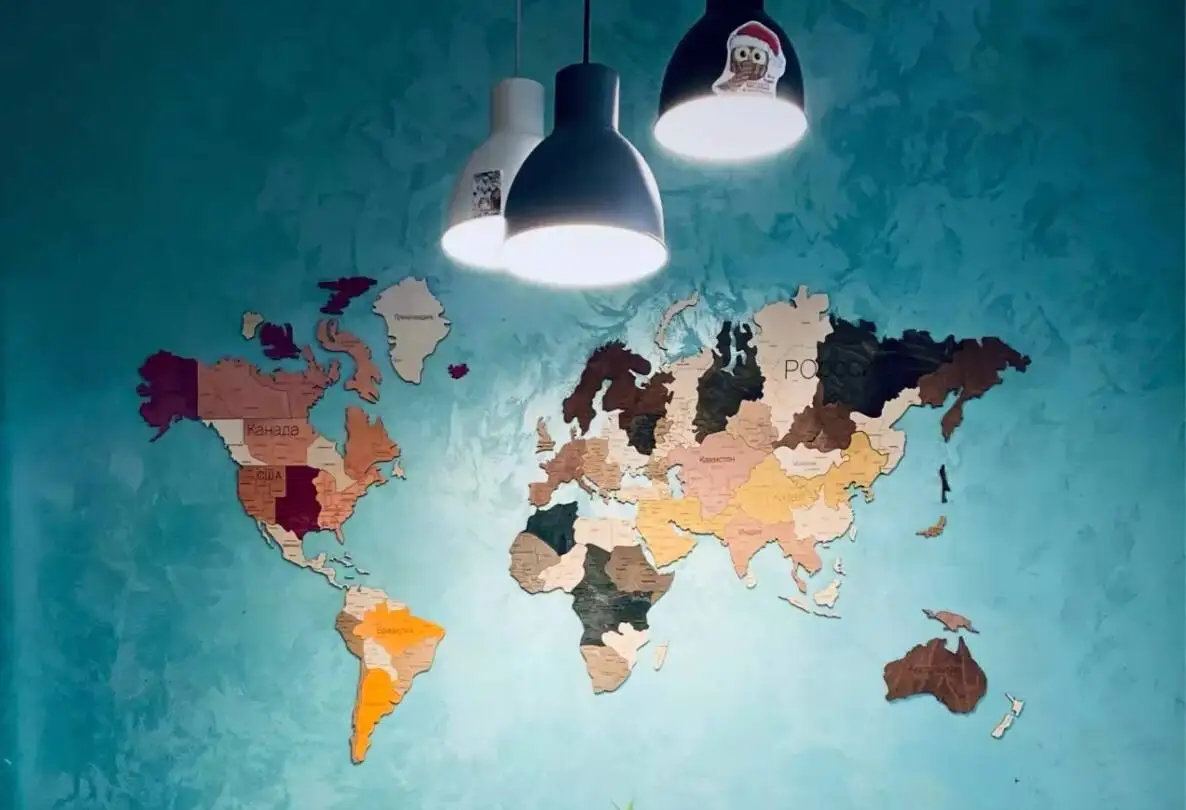 Interior world map made of wood 160*85 cm on the wall/wall decor/wooden puzzles for children/room and cabinet design
