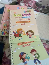 Libros mágicos reutilizables para niños, kit de escritura de caligrafía 3D, escritura de números en inglés, práctica mágica, 4 unidades