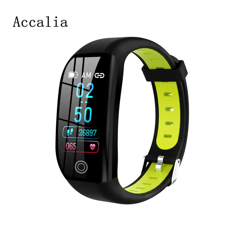 Accalia Smart fitness watch heart rate blood pressure fitness bracelet man watch tracker large screen - Цвет: green