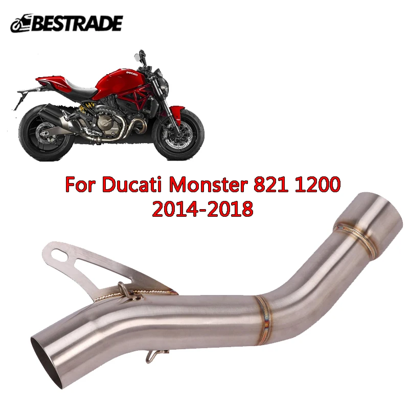 

Motorcycle Middle Mid Link Pipe 51mm Exhaust Connecting Tube For Ducati Monster 821 1200 2014-2018 Stainless Steel Slip On