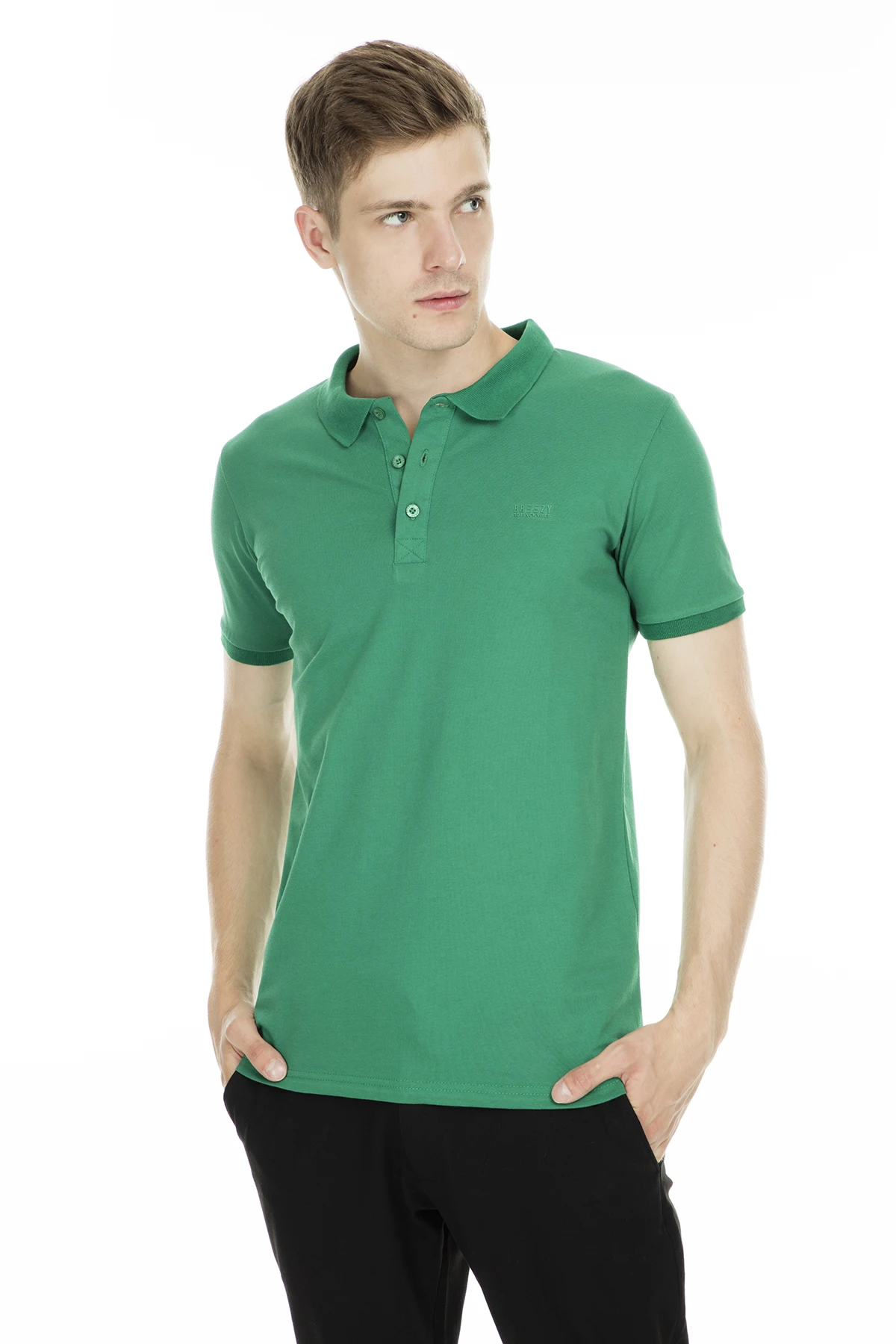 

Breezy Button Polo Collar T Shirts MEN 'S T SHİRT 2019125