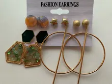 5 par/set de pendientes para mujer, pendientes de tuerca para mujer, joyería Bohemia a la moda, pendientes geométricos de cristal acrílico con forma de corazón, 2020