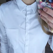 White Blouse Button-Shirt Tunics Cotton Long-Tops Plus-Size Feminine