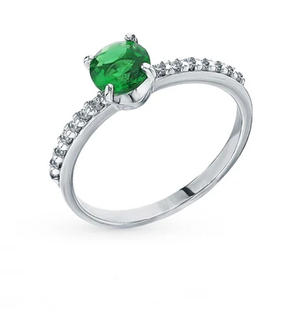 

Silver ring with cubic zirconia and Emerald sunlight