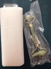 Rodillo de Jade para masaje Facial, rodillo de Jade verde y rosa, piedra Natural, herramientas para el rostro, mentón, cuello, belleza, cuidado de la piel