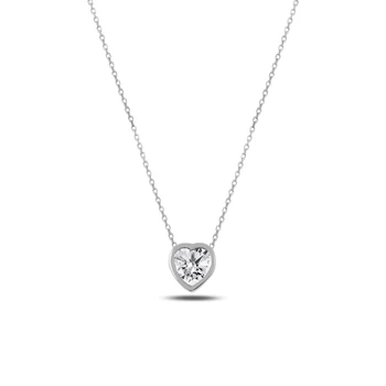 

KUTAYDAN Heart Zircon Stone Pendant 925 Sterling Silver