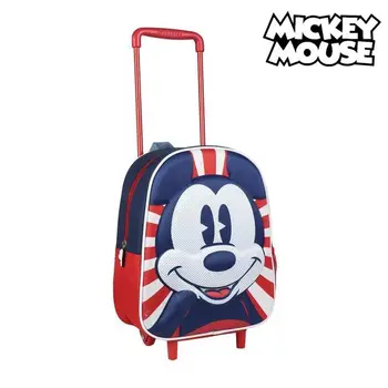 

3D School Bag with Wheels Mickey Mouse Red