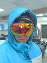 COPOZZ-Gafas de esquí con funda y lente amarilla, lentes de esquí esféricas antivaho, para esquiar, para hombre y mujer, gafas de nieve + lente + caja