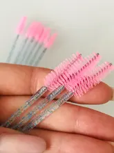 Cepillo cosmético para pestañas 50 uds, varitas de rímel de cristal, aplicador de pestañas con diamantes, brochas de maquillaje desechables